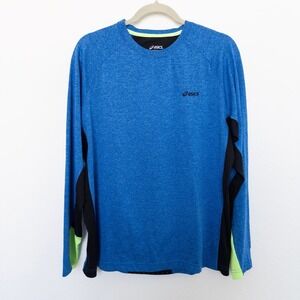 Asics Mens Active Long Sleeve Shirt Size M Blue Running Performance Athleisure